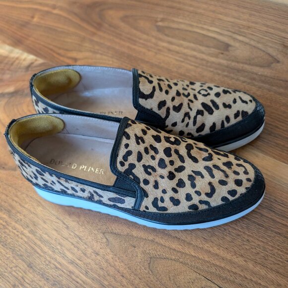 Donald Pliner Cheetah Print Calf Hair Flat Slip-On Stylish Loafer Size 8M - Picture 1 of 10
